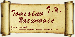 Tomislav Matunović vizit kartica